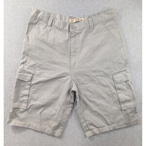 Noiz Shorts Mens Size 40 Grey Relaxed Flat Front Cargo Pockets 100% Cotton